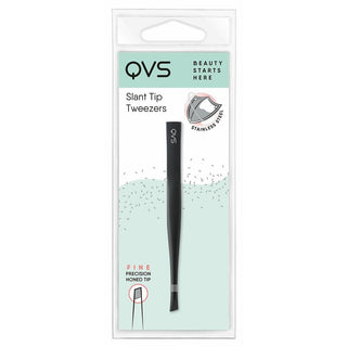 Tweezers for Plucking QVS Stainless steel Black - Dulcy Beauty