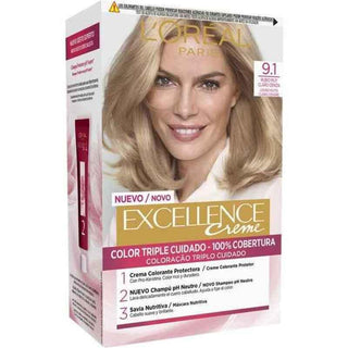 Permanent Dye Excellence L'Oreal Make Up Light Ash Blonde N 9,1 - Dulcy Beauty