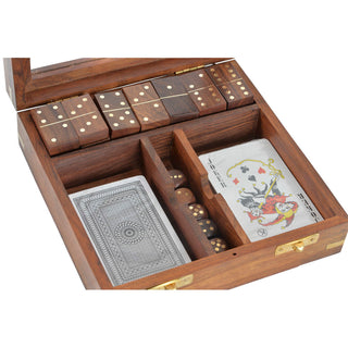 Board game DKD Home Decor Sheesham 17 x 17 x 5,5 cm Golden Brown 4