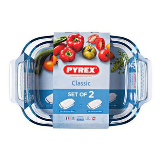 Set ovengerechten Pyrex klassiek transparant glas (2 pc's)