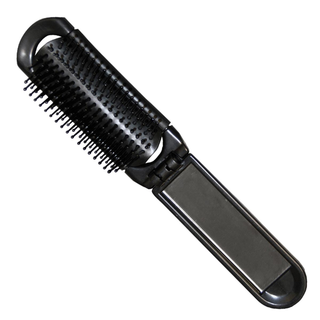 Eurostil Opvouwbare Zwart Zwarte Haarborstel met Zwarte Spiegel Zwart 1un