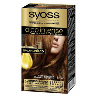 Permanent Dye Syoss Olio Intense Ammonia-free Nº 6.76 Cobrizo ambar - Dulcy Beauty