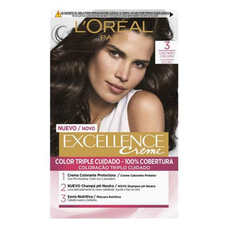 Permanent Dye Excellence L'Oreal Make Up Dark Brown - Dulcy Beauty
