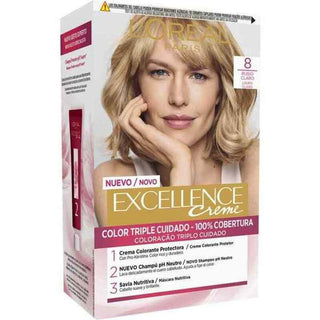 Permanent Dye Excellence L'Oreal Make Up Light Blonde Nº 8 - Dulcy Beauty