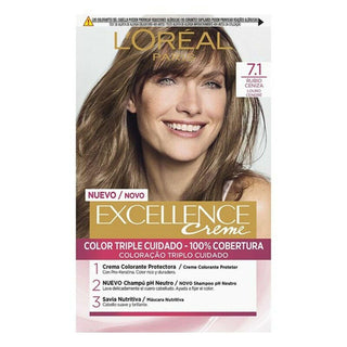 Permanent Dye Excellence L'Oreal Make Up Ash Blonde Nº 7,1 - Dulcy Beauty