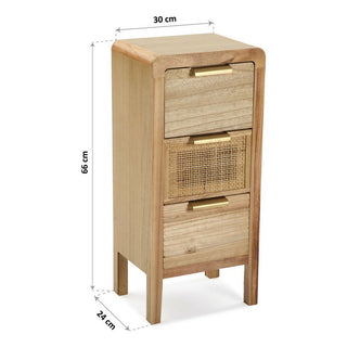 Cassetto di cassetti versa Rattan MDF Wood (24 x 66 x 30 cm)