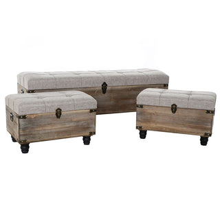 Banc dkd Home Décor Polyester brun en bois gris noir (120 x 40 x 42