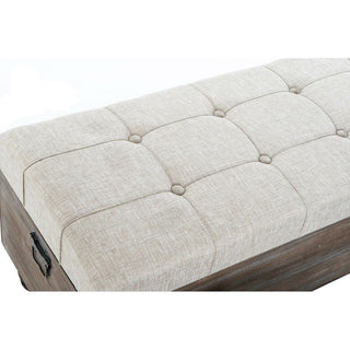 Foot-of-bed Bench DKD Home Decor Brown Cream 3 Pieces Wood Polyester