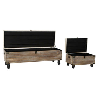 Foot-of-bed Bench DKD Home Decor Brown Cream 3 Pieces Wood Polyester