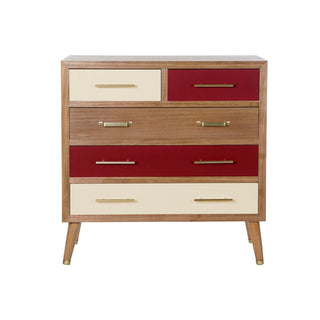 Chest of Drawers Natural Metal Cream Maroon Paolownia