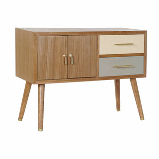 TV furniture DKD Home Decor Grey Cream Metal Paolownia wood (90 x 34 x