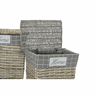 Basket set DKD Home Decor Polyester rieten traditioneel (47 x 34 x 55