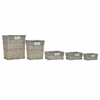 Basket set DKD Home Decor Polyester rieten traditioneel (47 x 34 x 55