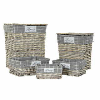 Basket set DKD Home Decor Polyester rieten traditioneel (47 x 34 x 55