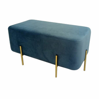 Banc dkd Home Décor Polyester en métal bleu (91 x 46,5 x 42 cm)