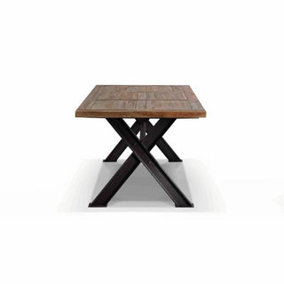 Table à manger dkd décor intérieur en métal en fer en bois recyclé 200 x 100 x 78 cm