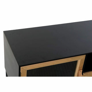 أثاث تلفزيون DKD ديكور منزلي خشب أسود معدن كريستال (140 × 40 × 50