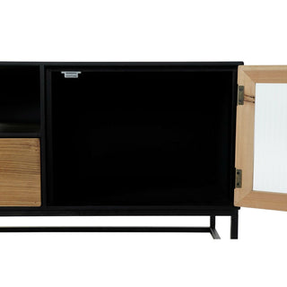 TV furniture DKD Home Decor Black Wood Metal Crystal (140 x 40 x 50