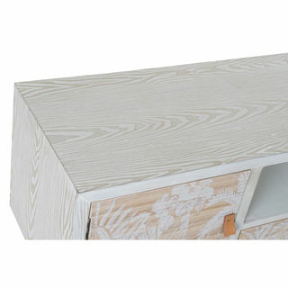 أثاث تلفزيون DKD ديكور منزلي خشب الخيزران الأبيض (140 × 40 × 51 سم)