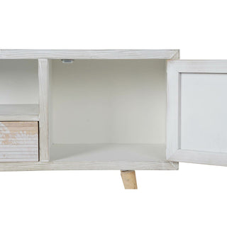 أثاث تلفزيون DKD ديكور منزلي خشب الخيزران الأبيض (140 × 40 × 51 سم)