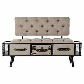 Banco DKD Home Decoración de metal beige negro PU (120 x 50 x 76 cm)