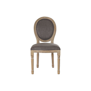 Donkergrijze linnen stoel met rubberen houten benen (48 x 46 x 96 cm)