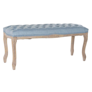 Banc dkd Home Décoration en bois de caoutchouc en polyester bleu marron clair (110 x