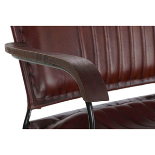 Bancada com backrest dkd Home Decoração Metal Wood Marrom Couro (127 x 70