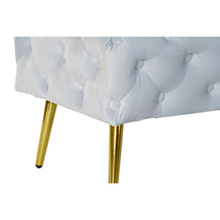 Banc dkd Home Décoration en métal doré en métal bleu ciel en velours (120 x