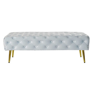 Bench DKD Home Decor   Golden Metal Polyester Velvet Sky blue (120 x