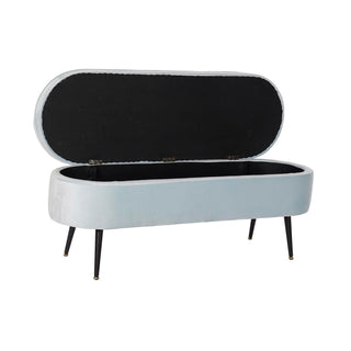 Banc dkd Home Décor Black Metal Polyester Sky Blue (120 x 40 x 45