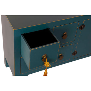 TV furniture DKD Home Decor Fir Dark blue MDF Wood 130 x 24 x 51 cm