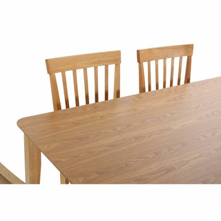 Table set with 6 chairs DKD Home Decor Light brown Oak MDF Wood (1,4 x