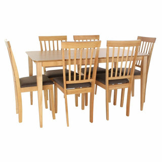 Tischset mit 6 Stühlen DKD Home Decor Hellbraune Eiche MDF Holz (1,4 x