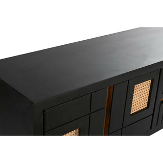 TV furniture DKD Home Decor Black Rattan Mango wood (145,5 x 40,5 x 60