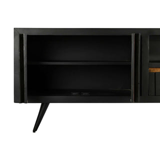 TV furniture DKD Home Decor Black Rattan Mango wood (145,5 x 40,5 x 60