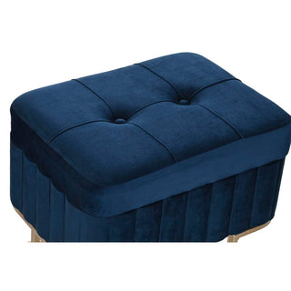 Bench DKD Home Decor   Blue Metal Velvet (110 x 40 x 47 cm)