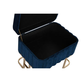 Bench DKD Home Dekor Blue Metal Velvet (110 x 40 x 47 cm)