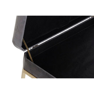 مقعد ديكور منزلي DKD مخمل معدني رمادي ذهبي (80 × 40 × 47 سم)