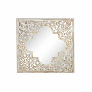 Espejo de pared dkd Home Decoración de cristal marrón 90 x 3 x 90 cm MDF árabe blanco