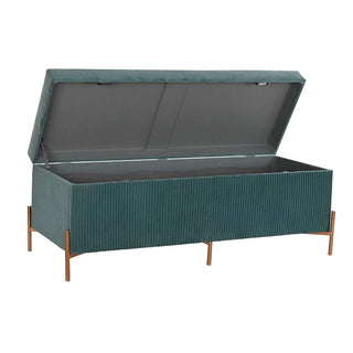 Foot-of-bed Bench DKD Home Decor Polyester MDF Green Glamour (115 x 40