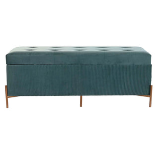 Foot-of-bed Bench DKD Home Decor Polyester MDF Green Glamour (115 x 40