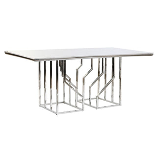 Mesa de comedor DKD Decoración del hogar Acero de cristal plateado (180 x 90 x 75 cm)