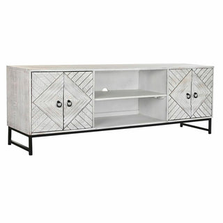 TV furniture DKD Home Decor 180 x 40 x 60 cm Black Metal White Mango