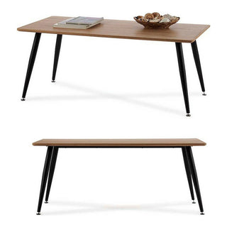 Střední stůl hnědý černé dřevěné kovové melamin MDF dřevo