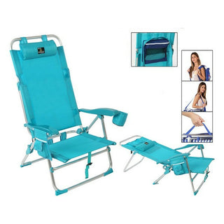 Chaise de plage bleu en aluminium (74 x 61 x 31 cm)