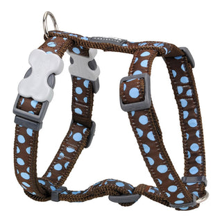 Dog Harness Red Dingo Style Blue Brown Spots 30-48 cm