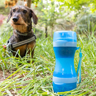 2-in-1-Flasche mit Wasser- und Lebensmittelbehältern für Haustiere Pettap