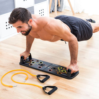 Push-Up Board with Resistance Bands and Exercise Guide Pulsher