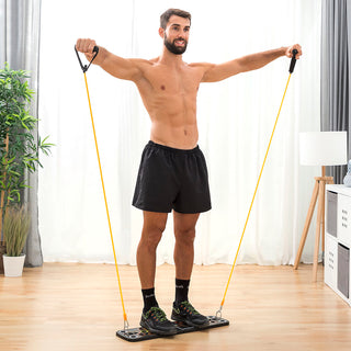 Push-Up Board with Resistance Bands and Exercise Guide Pulsher